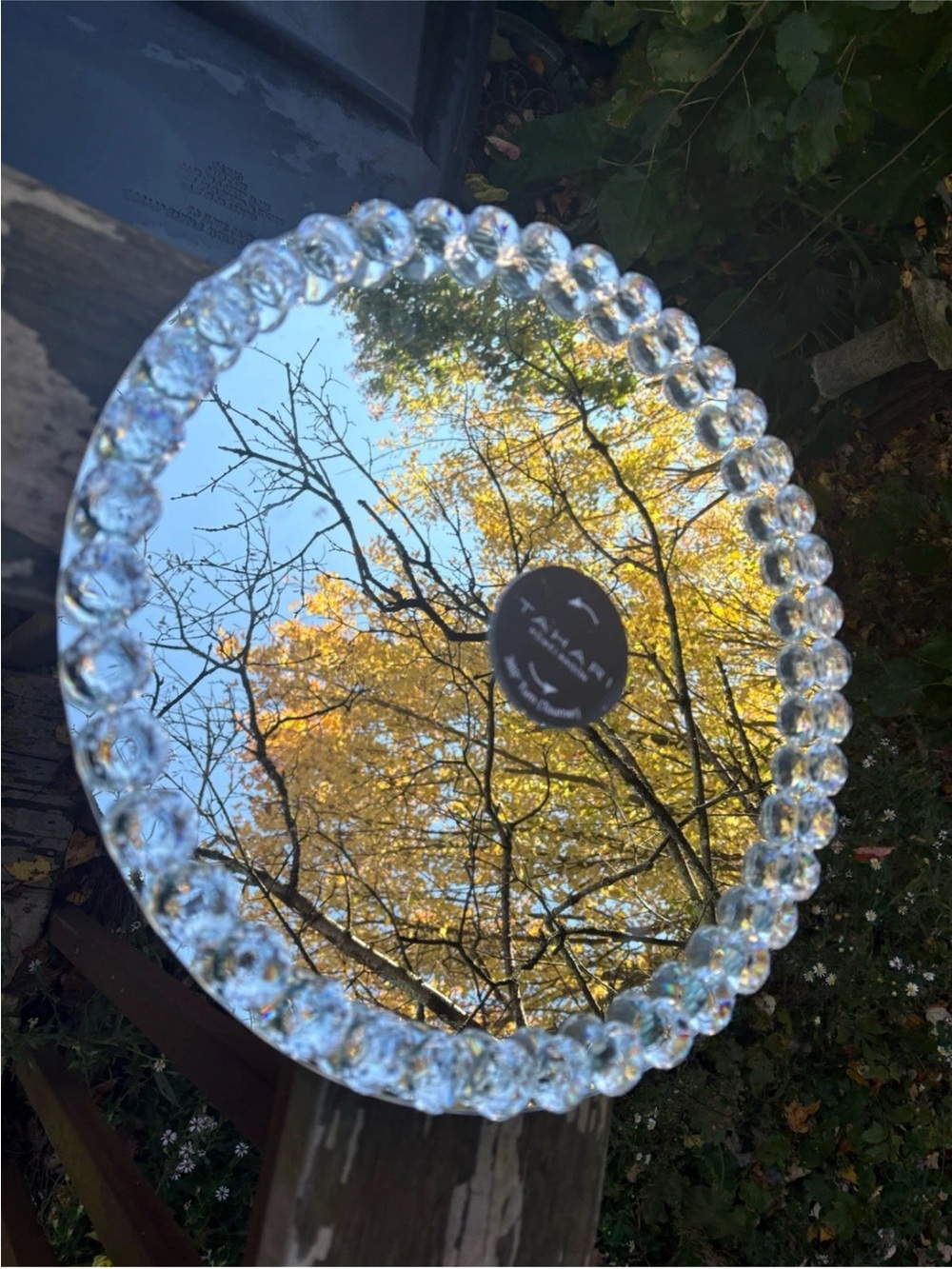 Tahari Crystal 14” Lazy Susan Centerpiece Display Mirrored Bling Bar Vanity NWT